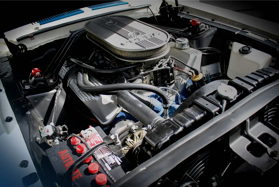 Engine bay before and after dry ice cleaning